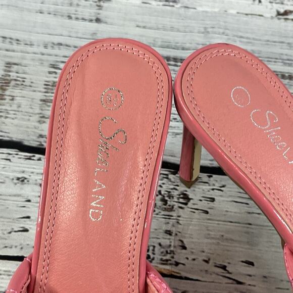 Shoe Land Heels Pumps Mules Shoes size 8.5 Quilted Pink Patent Wedding Church - Picture 2 of 16